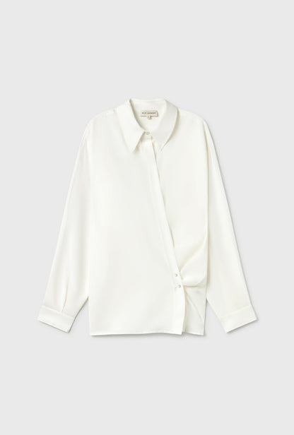 Silk Laundry | Cotton Silk Wrap Shirt - White