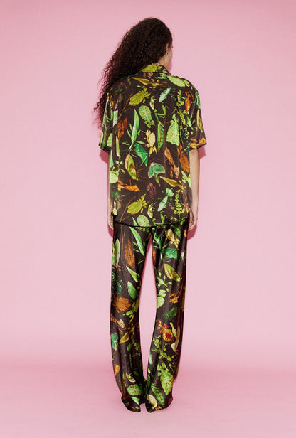 Silk Laundry | Bias Cut Pants - Bug Camo