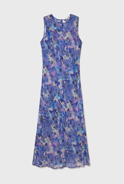 Silk Laundry | Chiffon Rasa Dress - Cornflower Floral