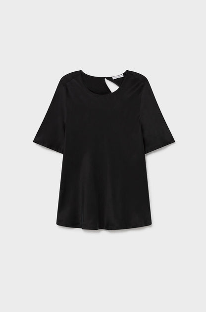 Silk Laundry | Short Sleeve Bias Top - Black