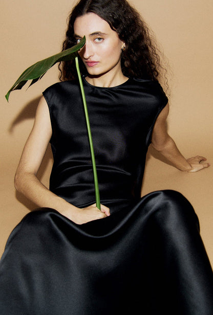 Silk Laundry | Drape Dress - Black