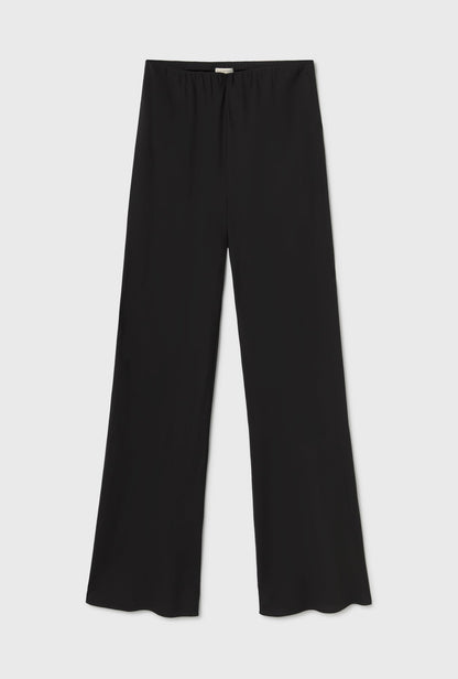 Silk Laundry | Wool Silk Wide Leg Bias Cut Pants - Black