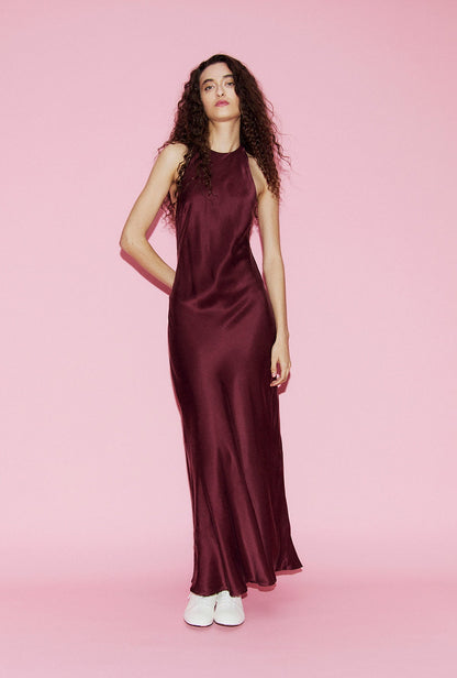 Silk Laundry | Long Halter Dress - Deadleaf