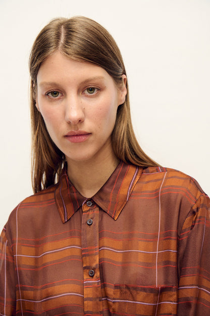 Silk Laundry | Chiffon Boyfriend Shirt 2.0 - Root Plaid