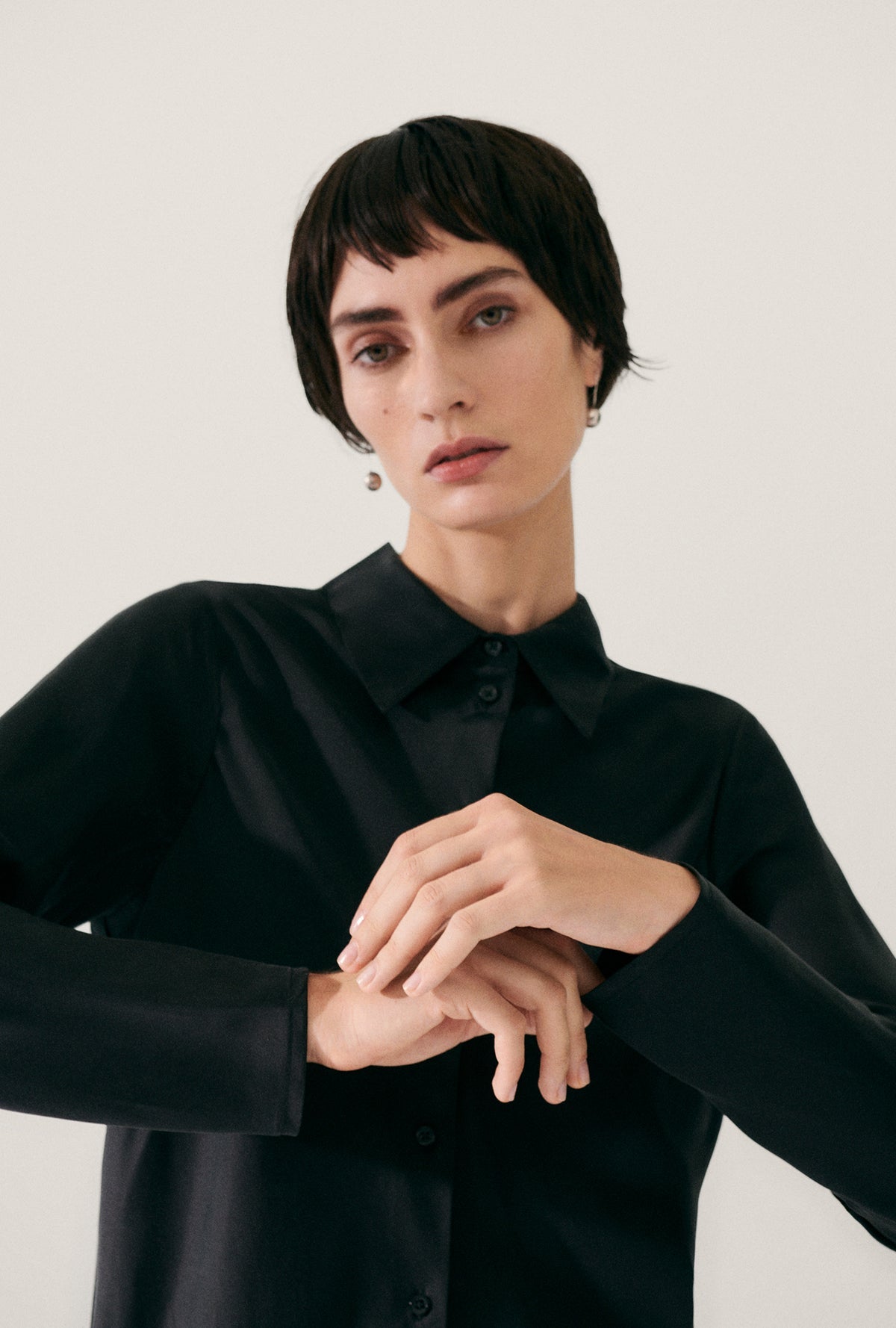 Silk Laundry | Bias Cut Shirt - Black