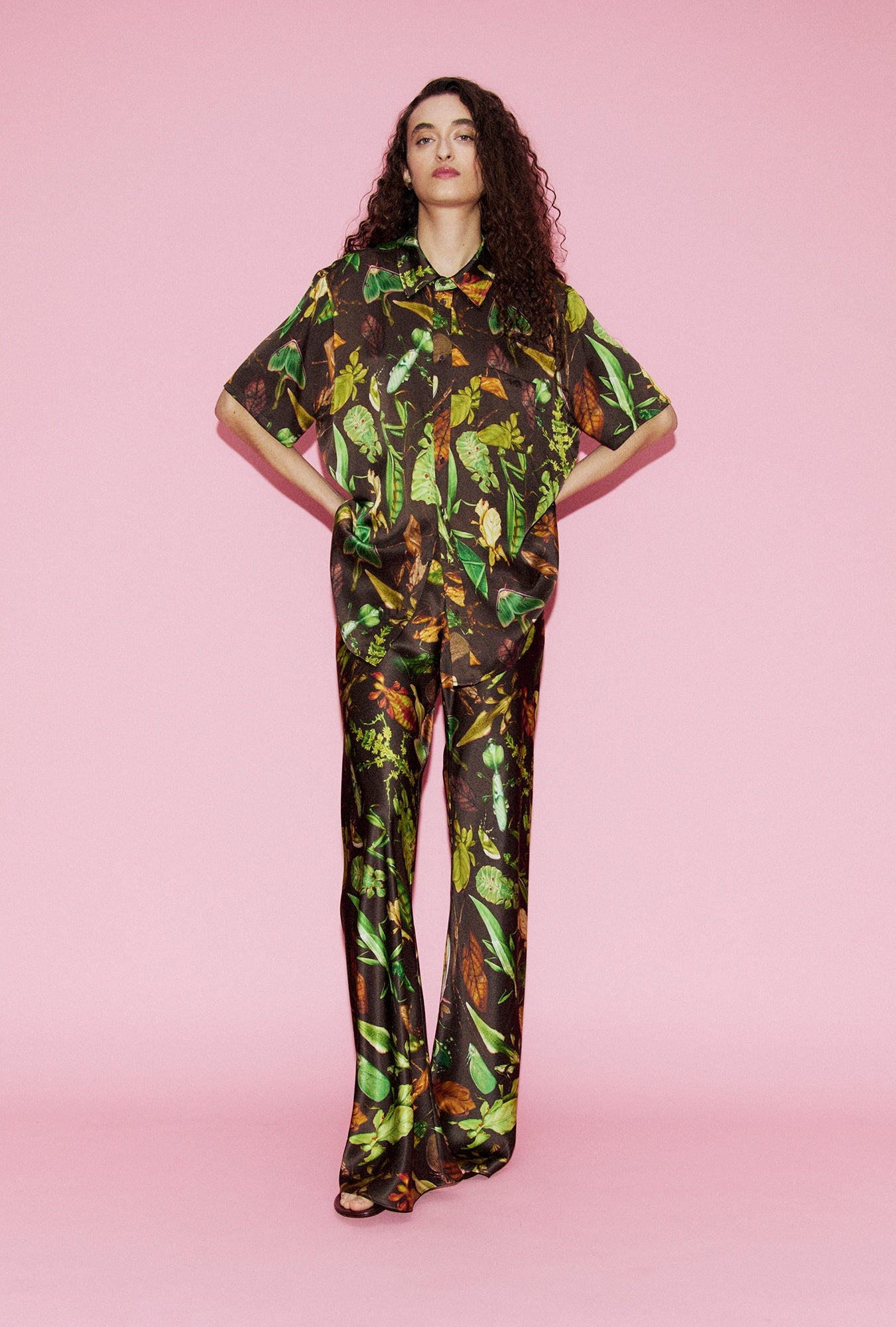 Silk Laundry | Bias Cut Pants - Bug Camo