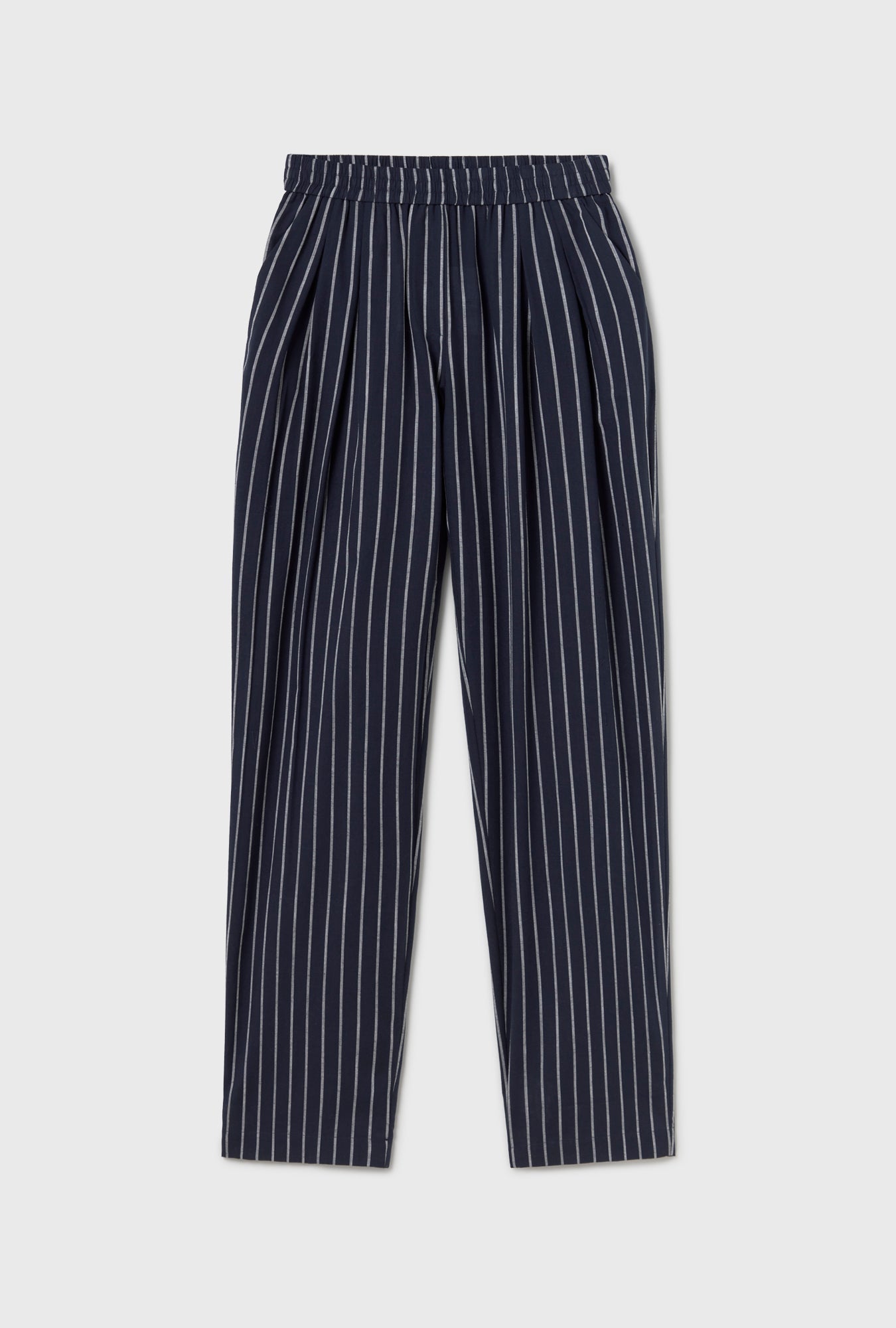 Silk Laundry | Cotton Slouch Pants - Egret Stripe