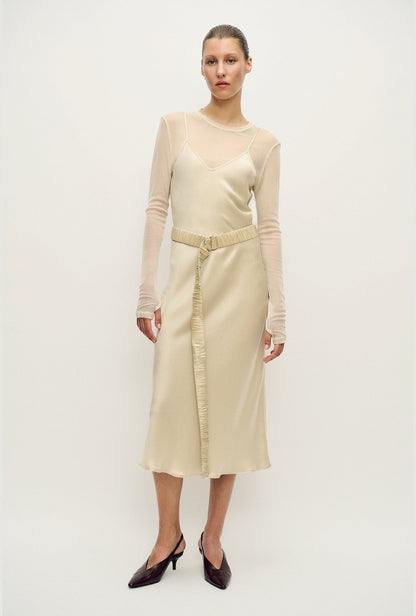 Silk Laundry | Mesh Long Sleeve Top - Hazelnut