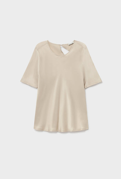 Silk Laundry | Short Sleeve Bias Top - Hazelnut