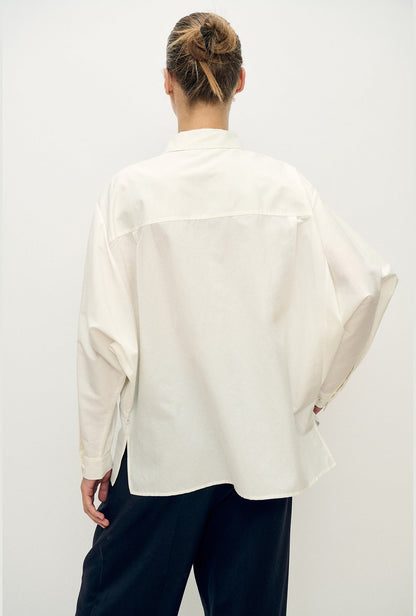 Silk Laundry | Cotton Silk Wrap Shirt - White