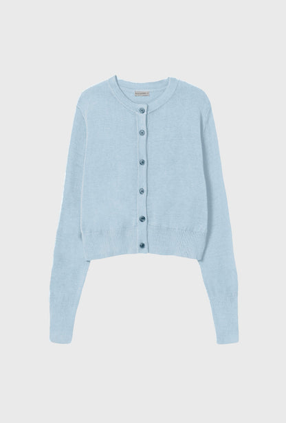 Silk Laundry | Wool Cropped Cardigan - Cornflower