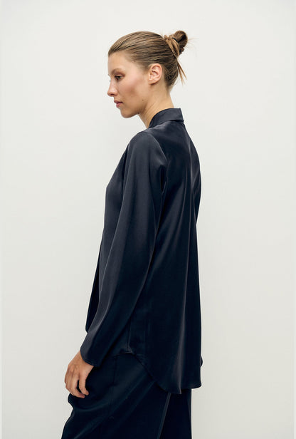 Silk Laundry | Bias Cut Shirt - Black