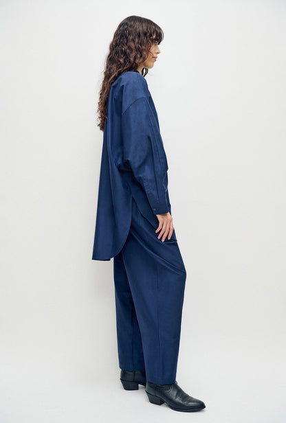 Silk Laundry | Cotton Silk Round Shirt - Midnight