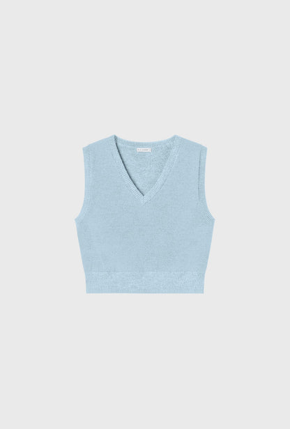 Silk Laundry | Wool V Neck Sweater Vest - Cornflower