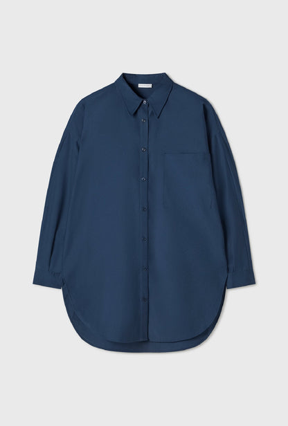Silk Laundry | Cotton Silk Round Shirt - Midnight