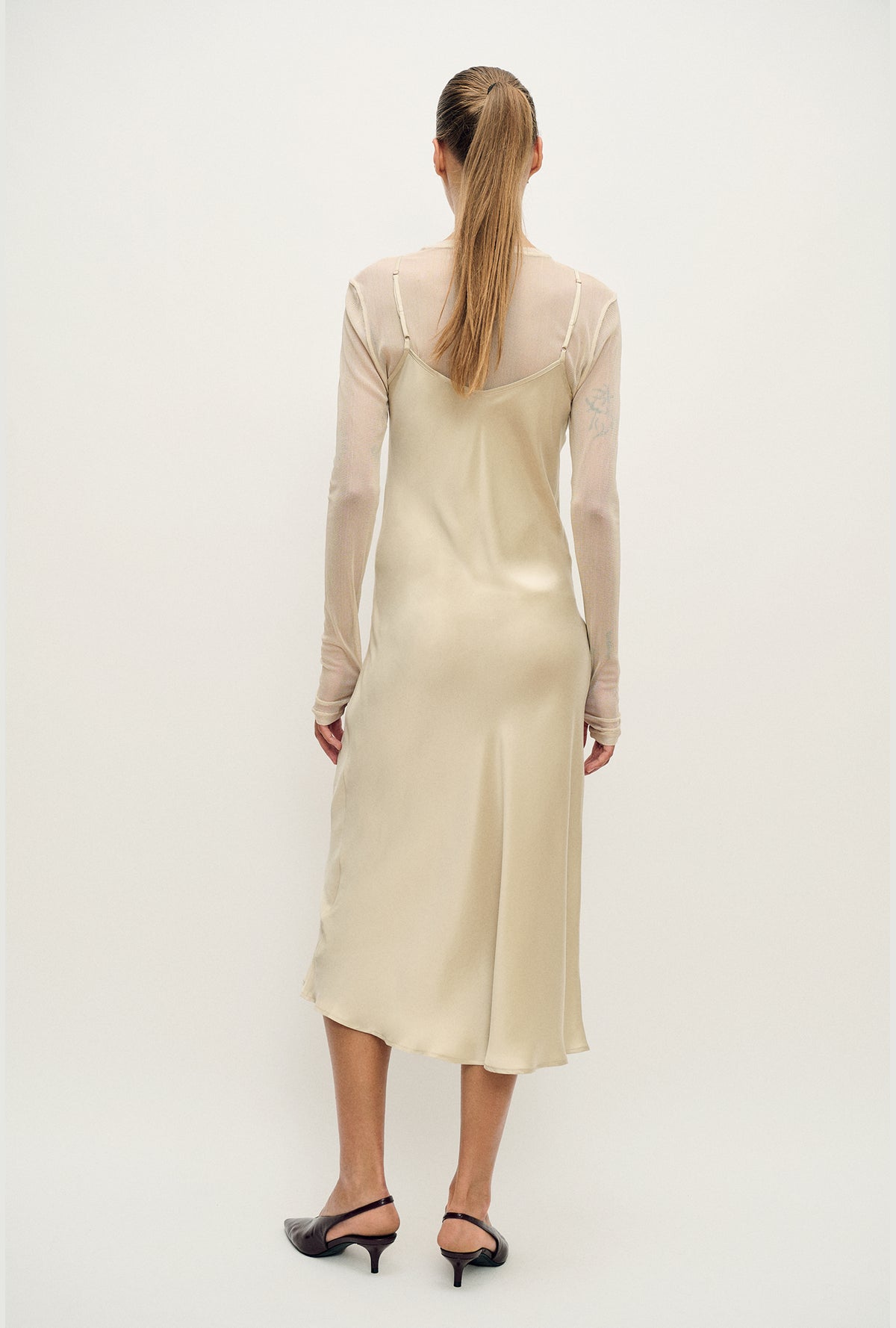 Silk Laundry | Mesh Long Sleeve Top - Hazelnut