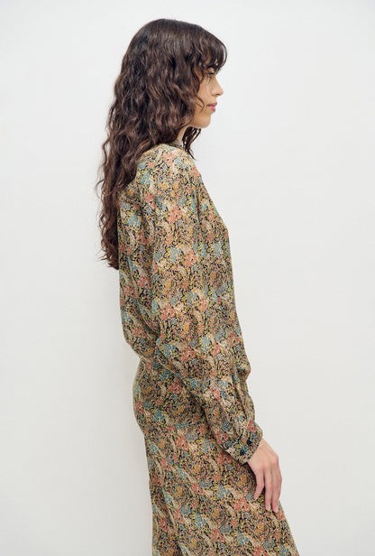 Silk Laundry | Chiffon Crossover Shirt - Sugar Floral