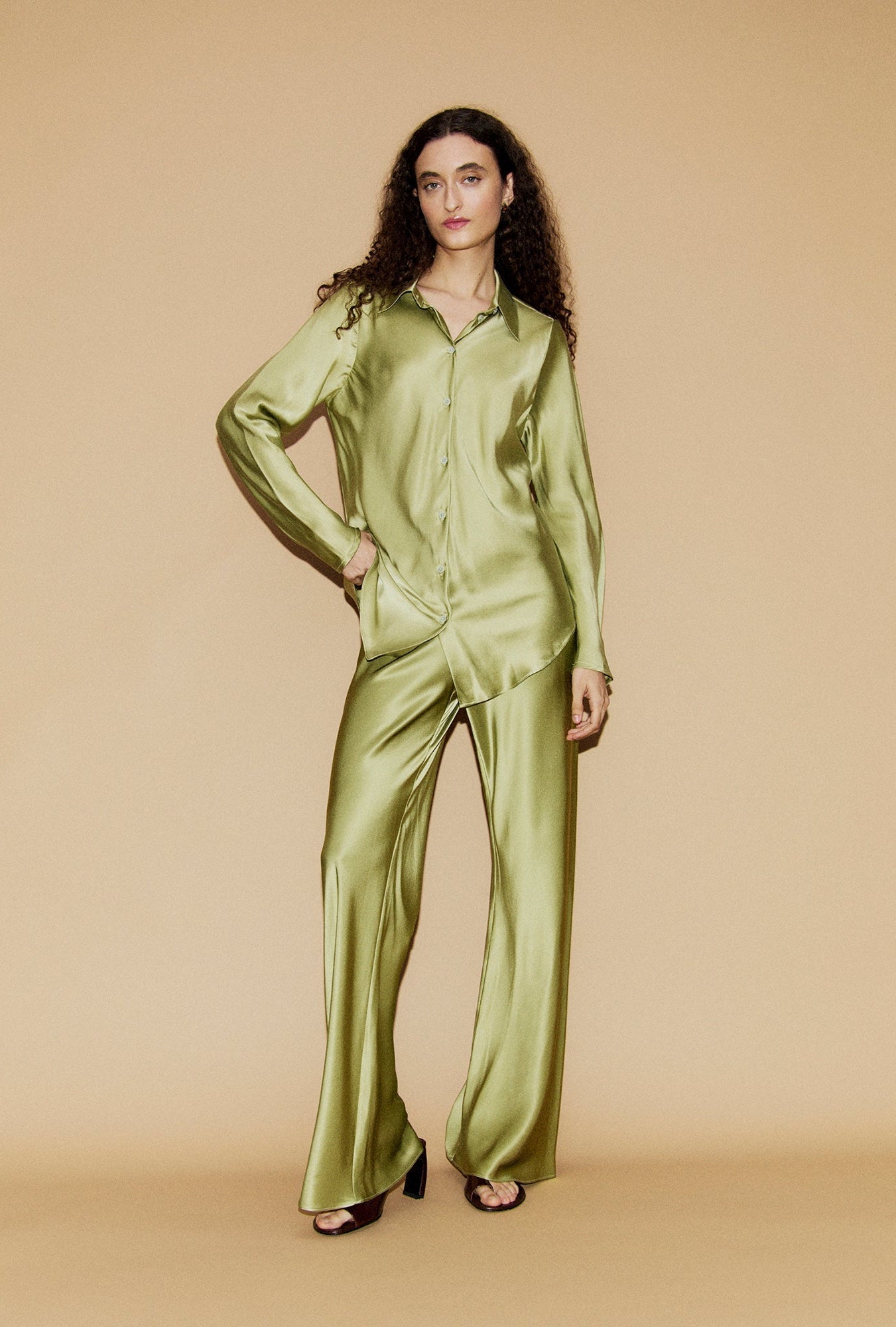 Silk Laundry | Bias Cut Shirt - Sage