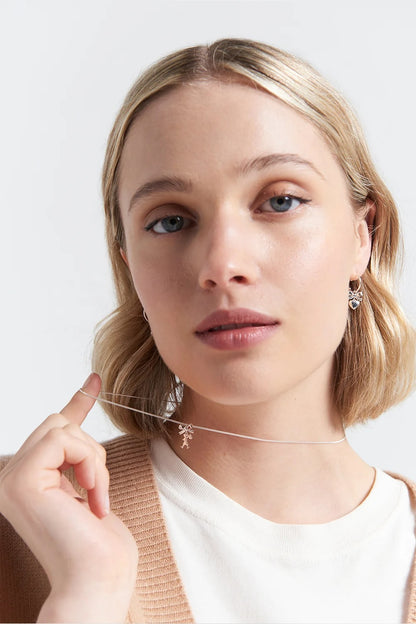 Karen Walker | Mini Girl With A Bow Necklace 45cm - Silver/Yellow Gold