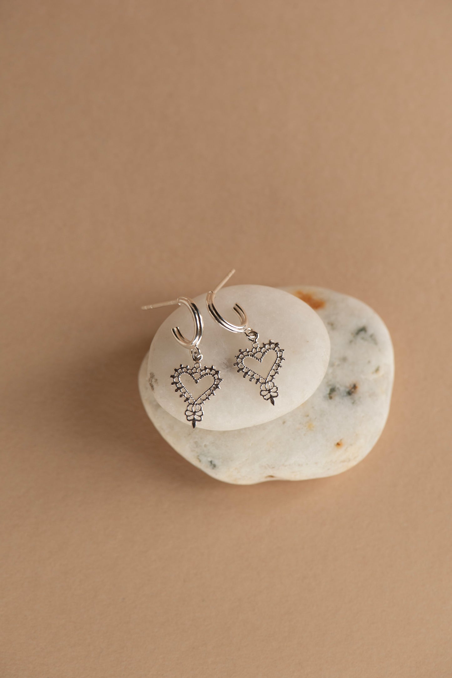 Zoe & Morgan | Mini Gypsy Heart Earrings - Silver