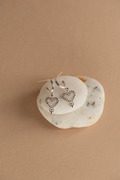 Zoe & Morgan | Mini Gypsy Heart Earrings - Silver