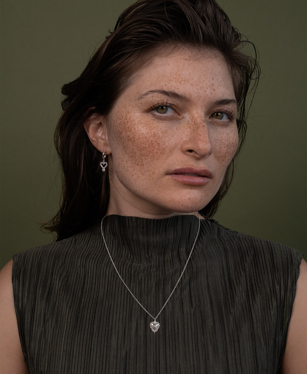 Zoe & Morgan | Mini Heart Ray Necklace - Silver