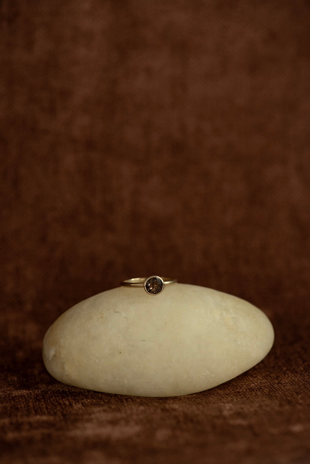 Zoe & Morgan | Mon Petit Stacker Ring - Gold Smokey Quartz
