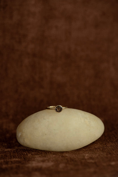 Zoe & Morgan | Mon Petit Stacker Ring - Gold Smokey Quartz