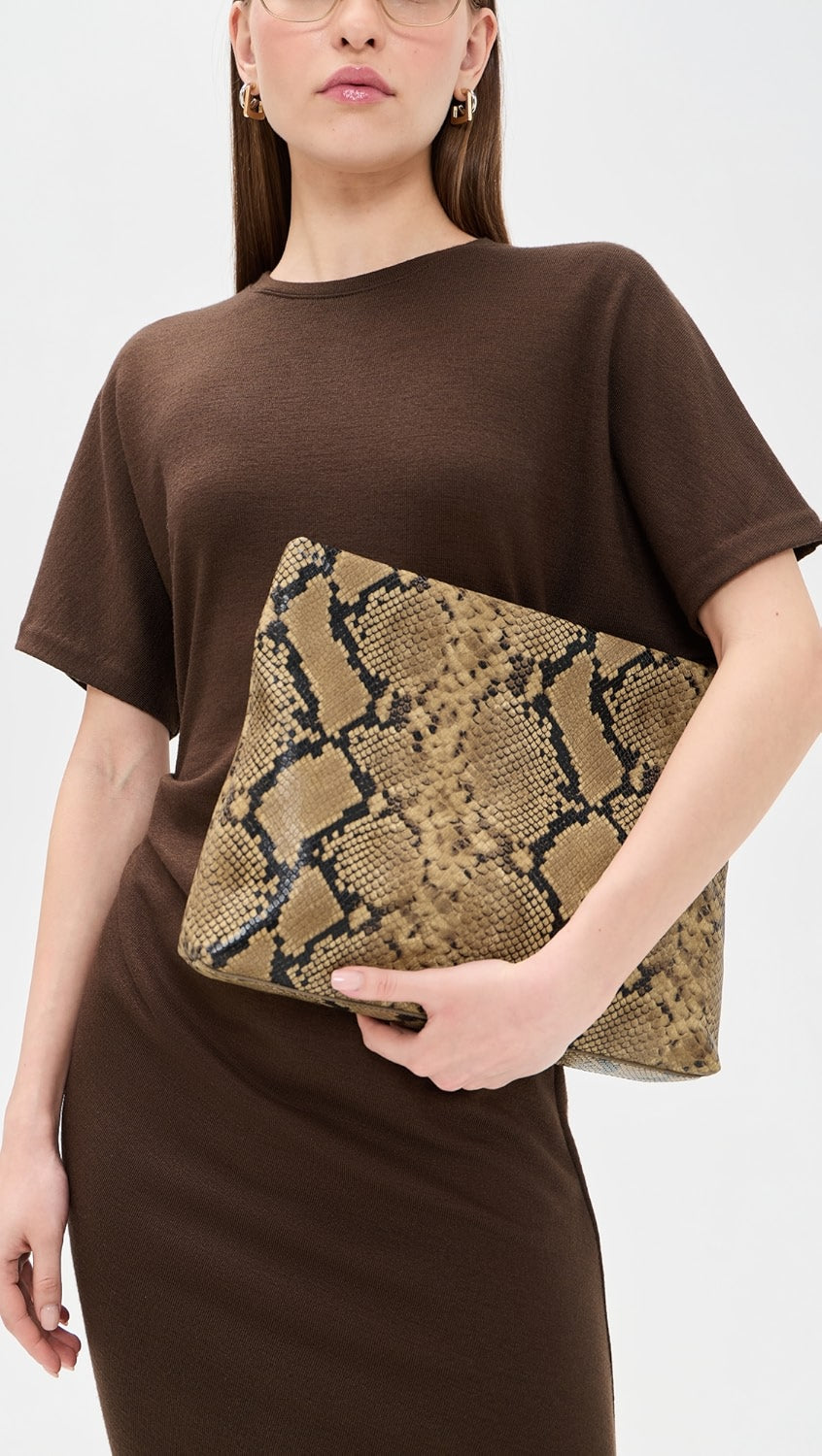 Nili Lotan | Jerry Clutch - Taupe Snakeskin