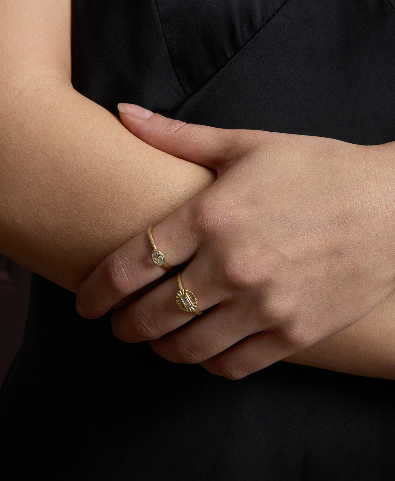 Zoe & Morgan | Odette Ring - Gold/Baguette White Topaz