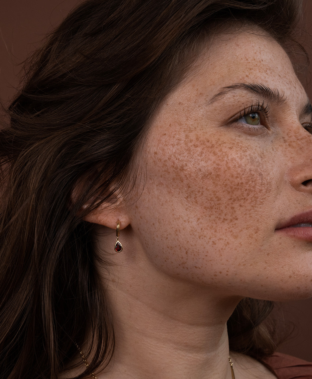 Zoe & Morgan | Ophelia Hoops - Gold/Pear Garnet