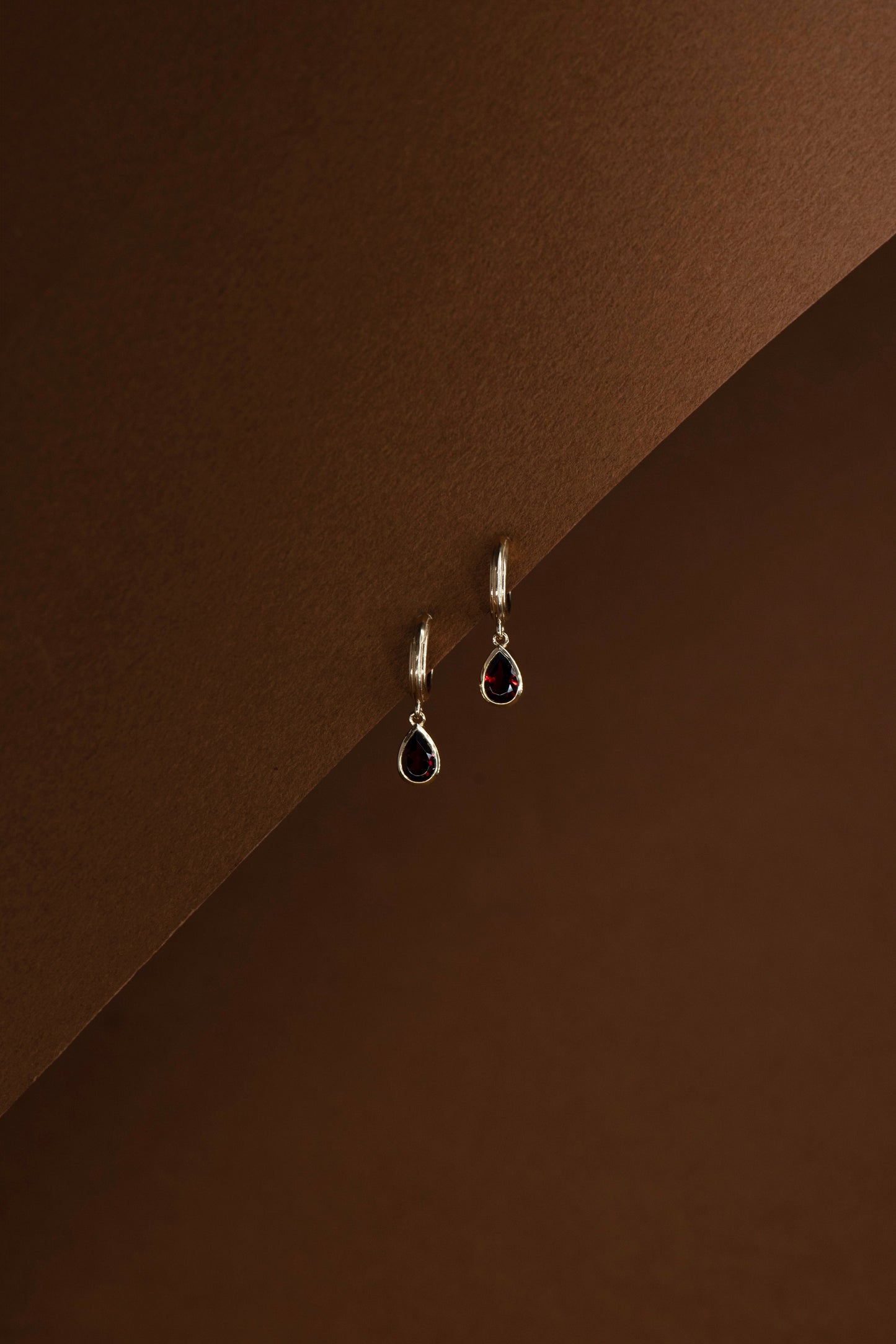 Zoe & Morgan | Ophelia Hoops - Gold/Pear Garnet