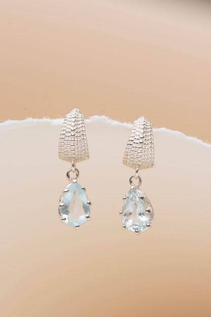 Zoe & Morgan | Fleur Earrings - Silver With Aquamarine