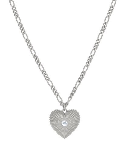 Zoe & Morgan | Brave Heart Necklce - Silver/Aquamarine