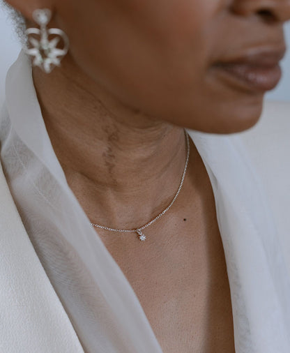 Zoe & Morgan | Stella Necklace - Silver/White Zircon