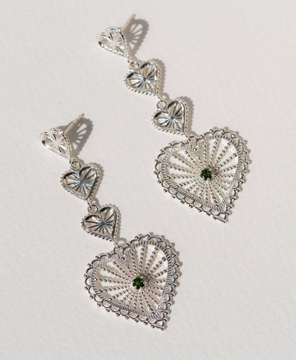 Zoe & Morgan | Mi Amor Earrings - Silver/Chrome Diopside