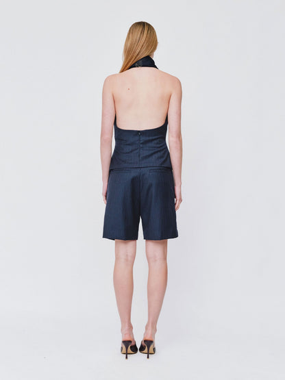 Wynn Hamlyn | Catherine Buckle Top - Navy Pinstripe