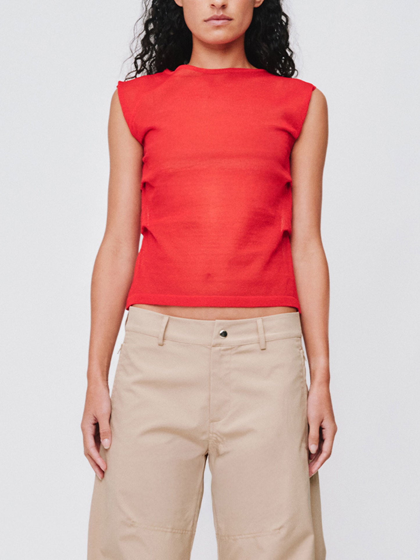 Wynn Hamlyn | Emma Sheer Knit Tank - Red