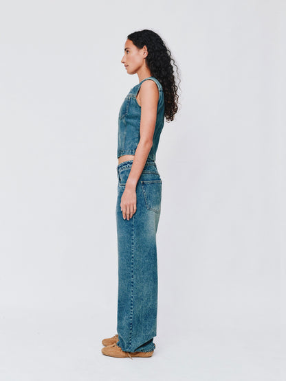 Wynn Hamlyn | Molly Denim Top - Mid Dirty Wash