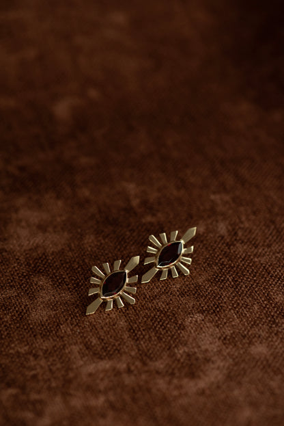 Zoe & Morgan | Sister Stud - Gold Rhodolite Garnet