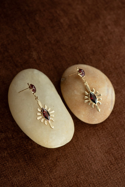 Zoe & Morgan | Sisterhood Earring - Gold With Pink Tourmaline & Rhodolite Garnet