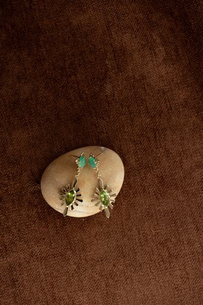 Zoe & Morgan | Sisterhood Earring - Gold Emerald & Peridot
