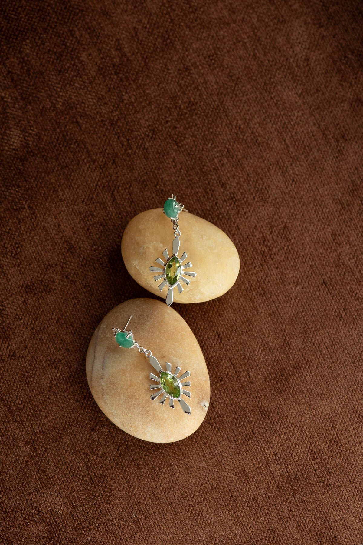Zoe & Morgan | Sisterhood Earring - Silver With Emerald & Peridot