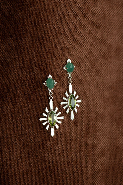 Zoe & Morgan | Sisterhood Earring - Silver With Emerald & Peridot