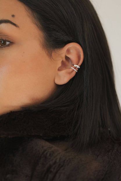 State Of Mind | Luna Ear Cuff - White Gold