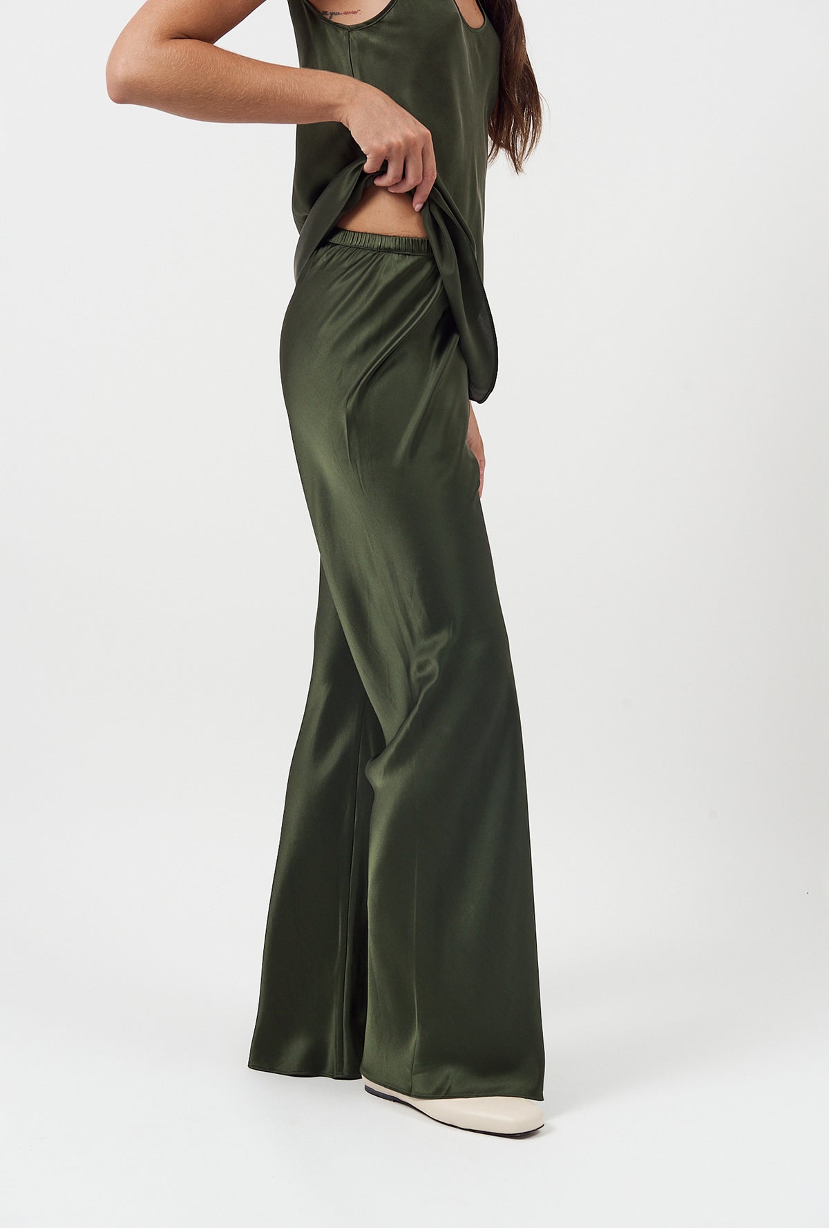 Silk Laundry | Bias Cut Pants - Cedar