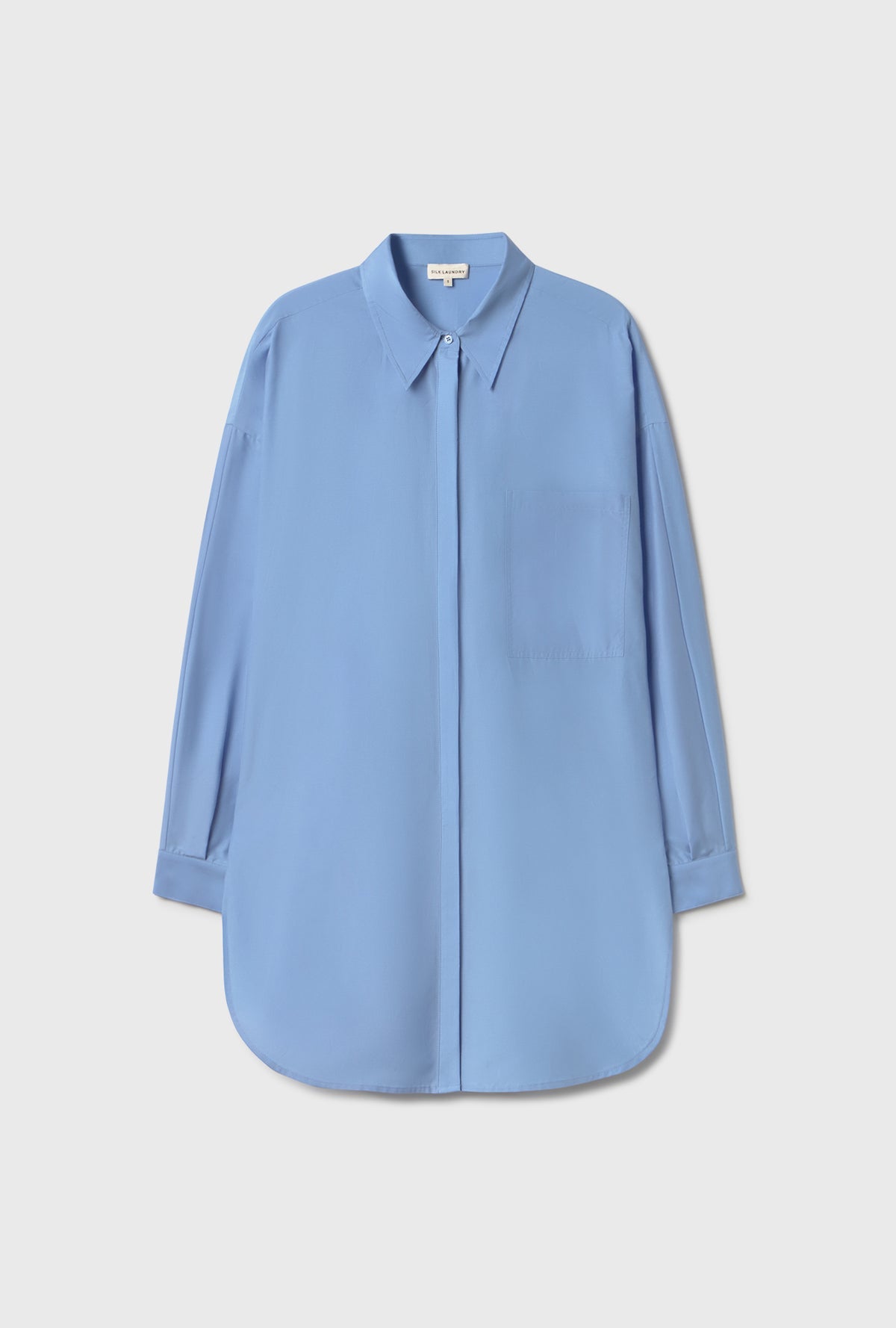 Silk Laundry | Cotton Silk Round Shirt - Just Blue