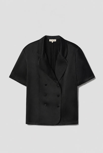 Silk Laundry | Short Sleeve Double Breasted Jacket - Black