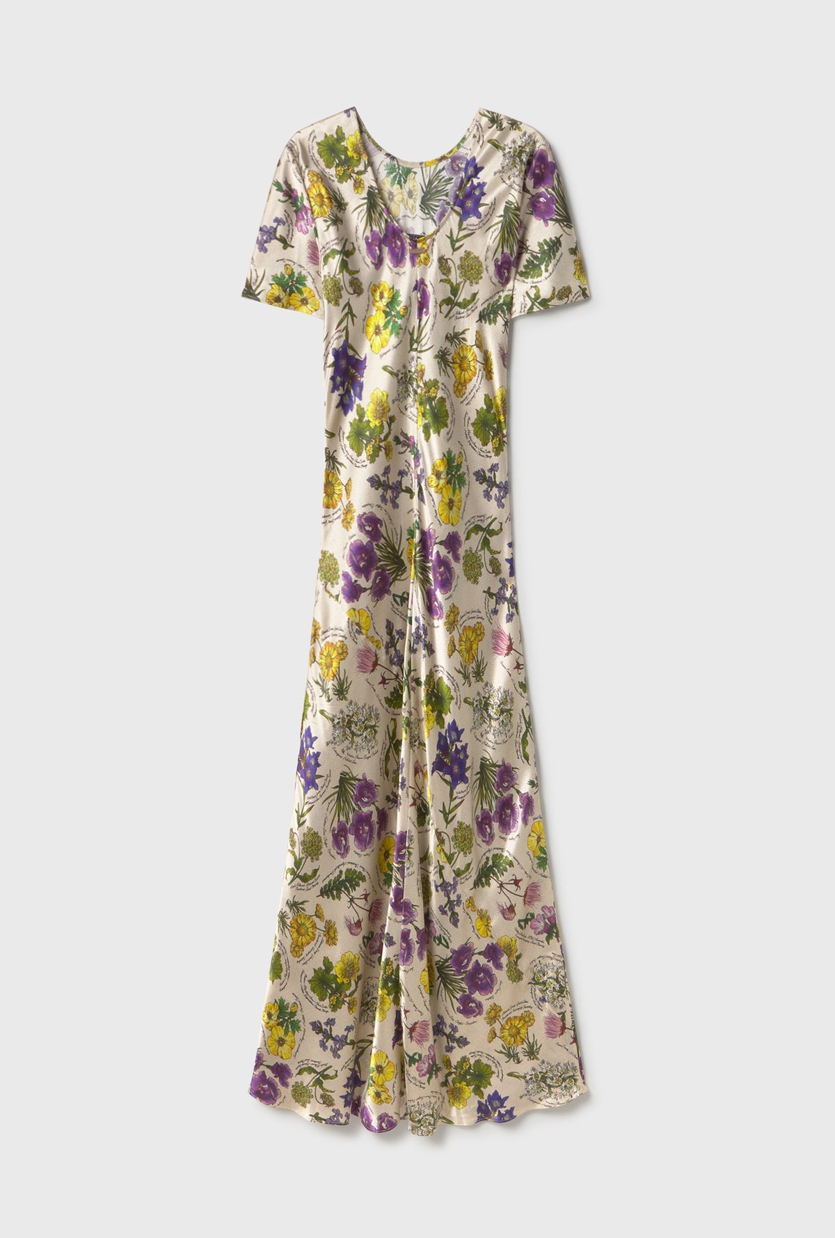 Silk Laundry | Short Sleeve Bias Cut Dress - Endangered Flowers