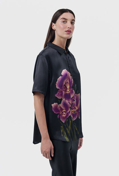 Silk Laundry | Short Sleeve Boyfriend Shirt - Iris